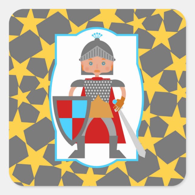 Sticker Carré Brave Knight Boy fête d'anniversaire (Devant)