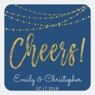 Sticker Carré Bravo Marine Blue et Gold Foil