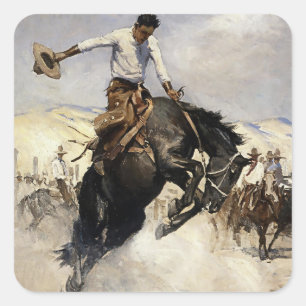 Sticker Carré « Breezy Riding » Art occidental par WHD Koerner
