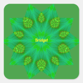 Sticker Carré ~BRIDGET ~ WOW! ~ 10 étoile pointue ~ Vert ~