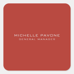 Sticker Carré Brique Rouge & Gris Simple Élégant Professionnel