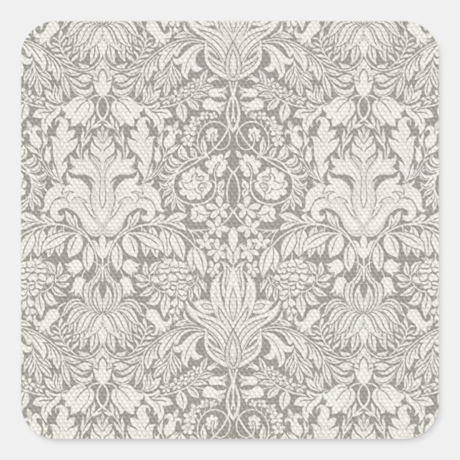 Sticker Carré brocade en dentelle blanche élégante (Devant)