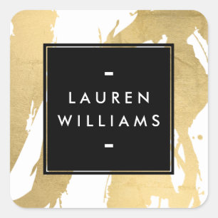 Sticker Carré Brochures Abstraites Faux Gold en blanc