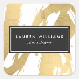 Sticker Carré Brochures Abstraites Faux Gold sur White II