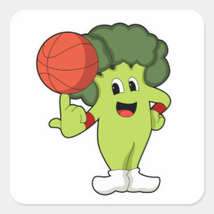 Sticker Carré Brocoli aux sports de basketball