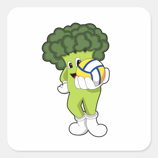 Sticker Carré Brocoli aux sports de volleyball (Devant)