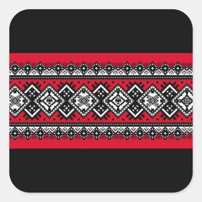 Sticker Carré Broderie rouge (Devant)