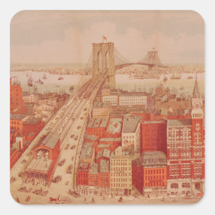 Sticker Carré Brooklyn Bridge, c.1883