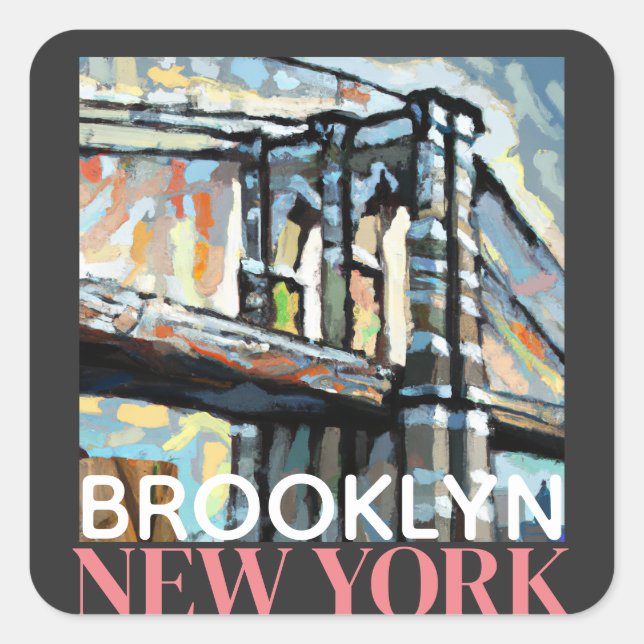 Sticker Carré Brooklyn Bridge New York (Devant)
