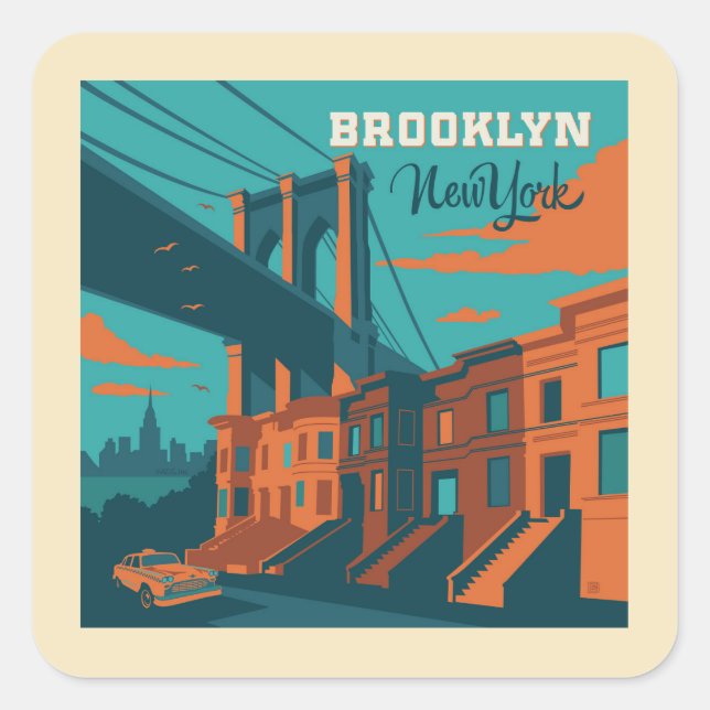 Sticker Carré Brooklyn New York (Devant)