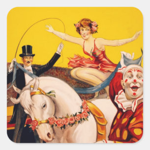 Sticker Carré Bros. Poster de cirque ft. Miss Louise Hilton