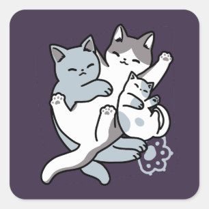 Sticker Carré Brosse à lait - Chats à couchage mignon