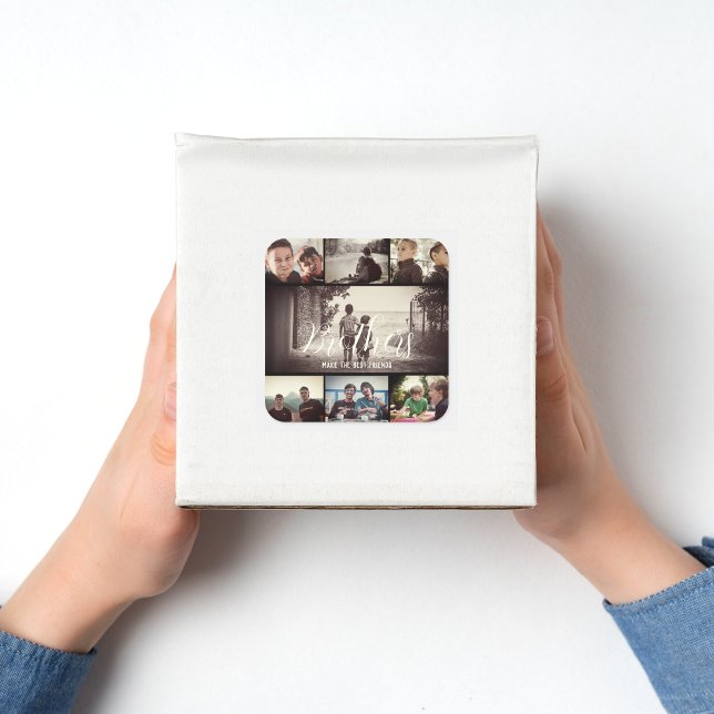 Sticker Carré Brother moderne Meilleurs amis Dark Photo Collage (Créateur téléchargé)