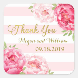 Sticker Carré Broussailler Grilles Or Rose Floral Mariage Favori