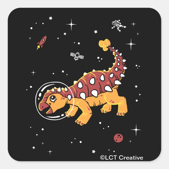 Sticker Carré Brown Et Tan Ankylosaurus Dinos Dans L'Espace (Devant)
