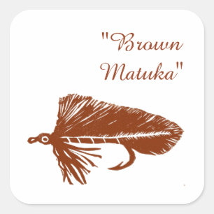 Sticker Carré Brown Matuka, pêche à la mouche, art de liage à la
