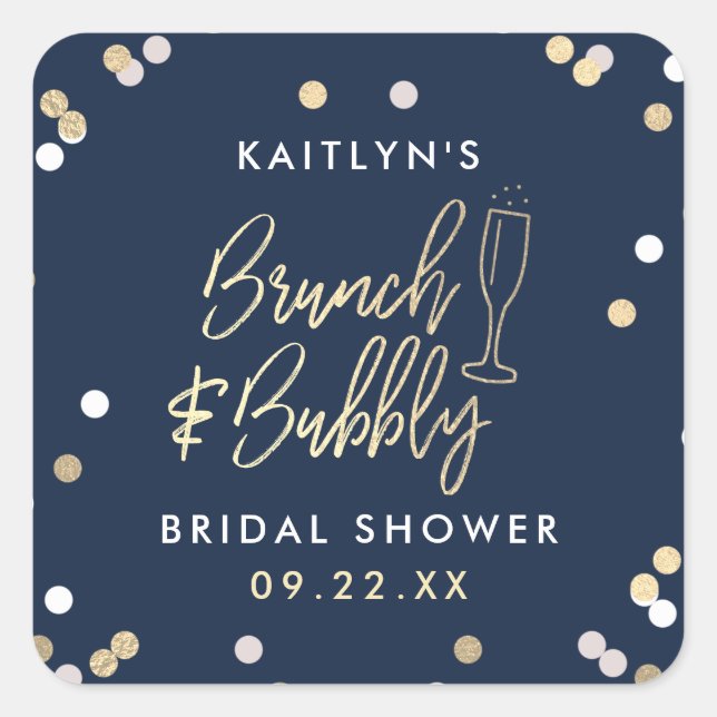 Sticker Carré Brunch & Bubbly Confetti Baby Shower n'est pas app (Devant)