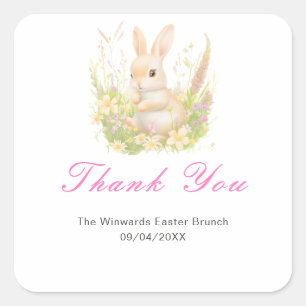 Sticker Carré Brunch de Pâques Lapin de printemps