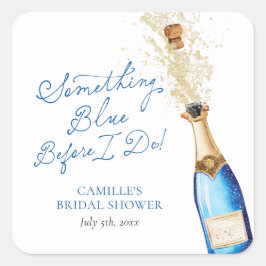 Sticker Carré Brunch nuptial en Champagne bleu