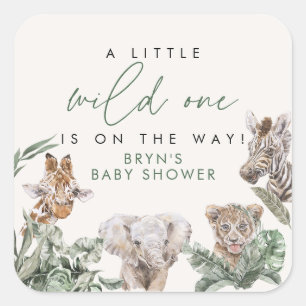 Sticker Carré BRYN Cute Jungle Safari Baby shower animal bébé