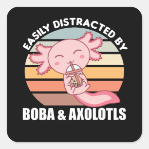 Sticker Carré Bubble Thé Axolotl Chocolat Sweet Animaux Boba
