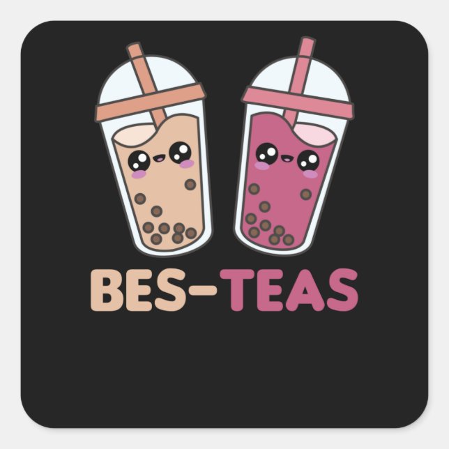 Sticker Carré Buble Tea Best Friends Party Partner Boba (Devant)