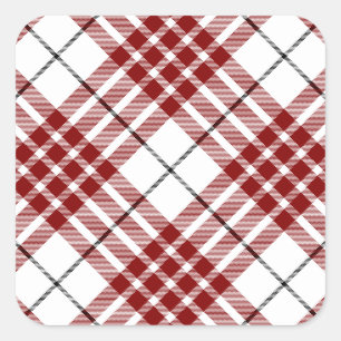 Sticker Carré Buchanan tartan rouge blanc plaid