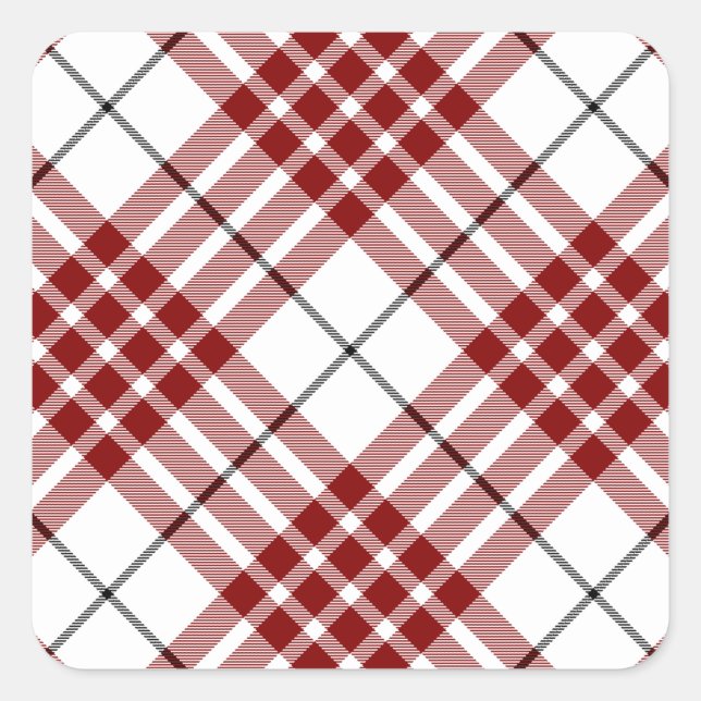 Sticker Carré Buchanan tartan rouge blanc plaid (Devant)