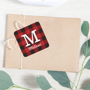 Sticker Carré Bûcheron rouge de plaid de buffle de cottage