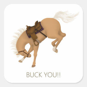 Sticker Carré Buck You !! Drôle de cheval Palomino
