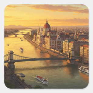 Sticker Carré Budapest Hongrie Parlement Voyages
