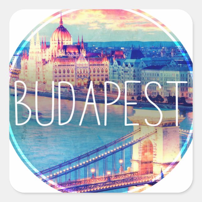 Sticker Carré Budapest vintage, circle (Devant)
