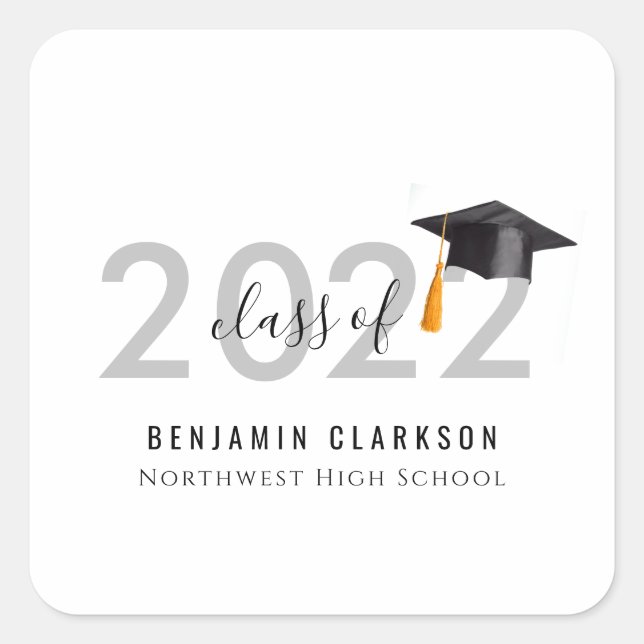 Sticker Carré budget moderne classe simple de 2022 baccalauréat  (Devant)