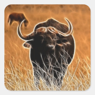 Sticker Carré Buffalo africain