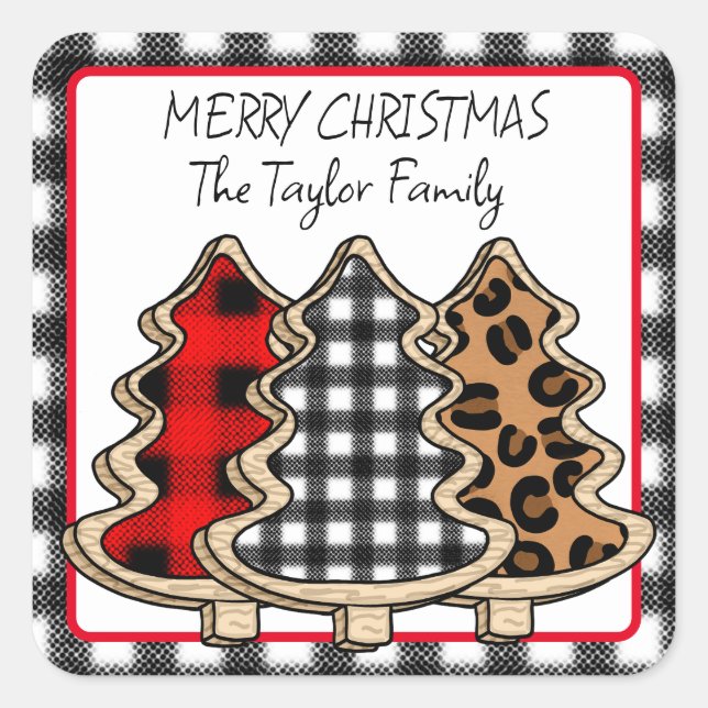 Sticker Carré Buffle de Noël personnalisé (Devant)