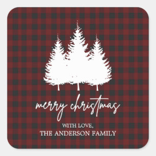 Sticker Carré Buffle personnalisé Plaid Joyeux Noël