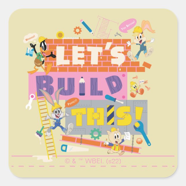 Sticker Carré BUGS BUNNY BUILDERS™| "Let's Build This" Work Site (Devant)