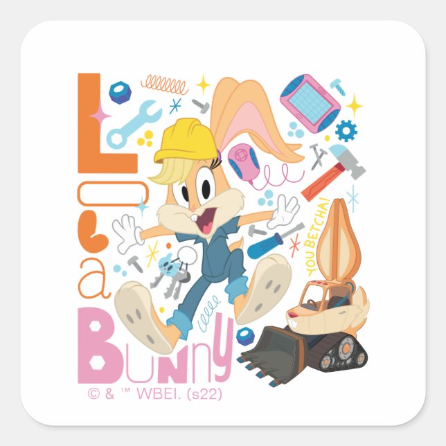 Sticker Carré BUGS BUNNY BUILDERS™| Lola Bunny Outils de Travail (Devant)