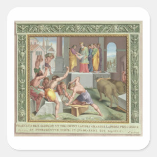 Sticker Carré Building The Temple of Solomon, illustration from