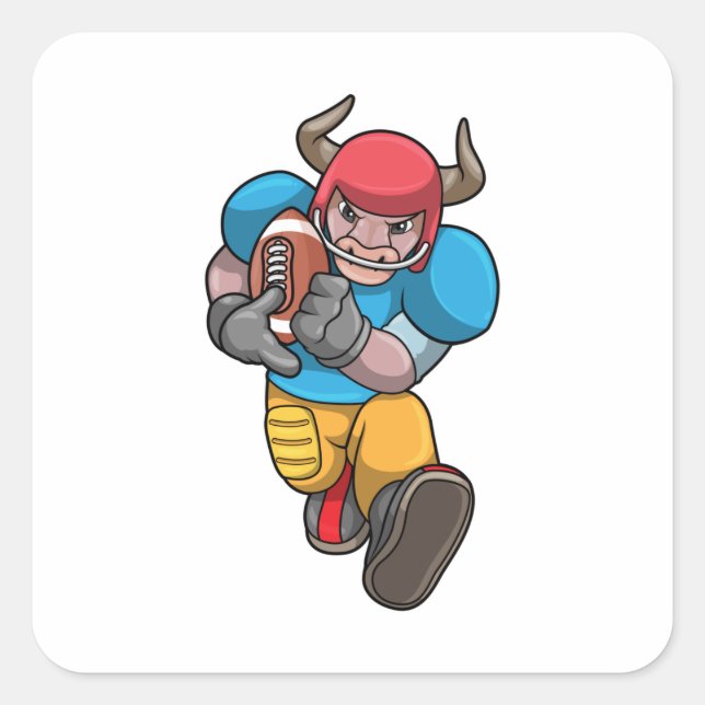 Sticker Carré Bull à Sports avec Football & Casque (Devant)
