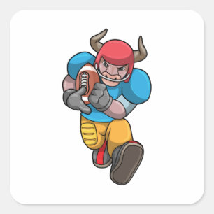 Sticker Carré Bull à Sports avec Football & Casque