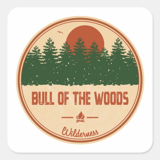 Sticker Carré Bull De L'Oregon Wilderness De Bois (Devant)