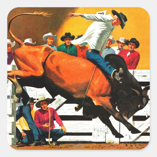 Sticker Carré Bull Riding par Fred Ludekens (Devant)