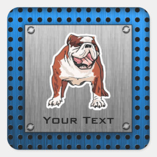 Sticker Carré Bulldog ; Aspect métal brossé