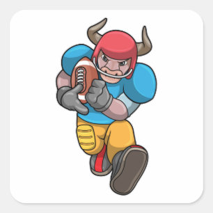 Sticker Carré Bulldog au sport avec football et casque