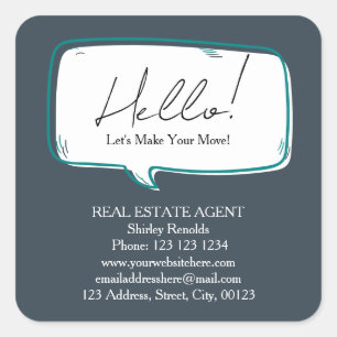 Sticker Carré Bulle de dialogue moderne Immobilier foncier sombr