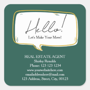 Sticker Carré Bulle de dialogue moderne Immobilier vert