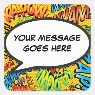 Sticker Carré Bulle de dialogue personnalisée Fun Bande dessinée
