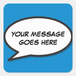 Sticker Carré Bulle de parole moderne personnalisée bleue amusan