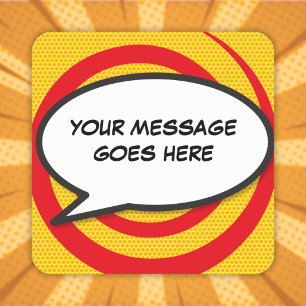 Sticker Carré Bulle de texte personnalisée Fun Comic Book